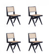 Chaise de salle a manger en bois style industriel chic Hamlet en noir et naturel - Lot de 4