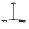 Luminaire suspendu horizontal Emma de Dainolite en verre blanc, avec fini noir mat et 2 ampoules