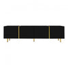 Meuble Tv Moderne Frances Avec 4 Portes, Noir Laque Brillant