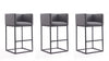 Tabouret de bar Embassy style milieu du siecle en metal et tissu gris - Lot de 3