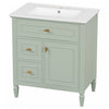 Olivia Meuble-lavabo de 30\" avec vasque en ceramique et bois caoutchouc massif, Vert