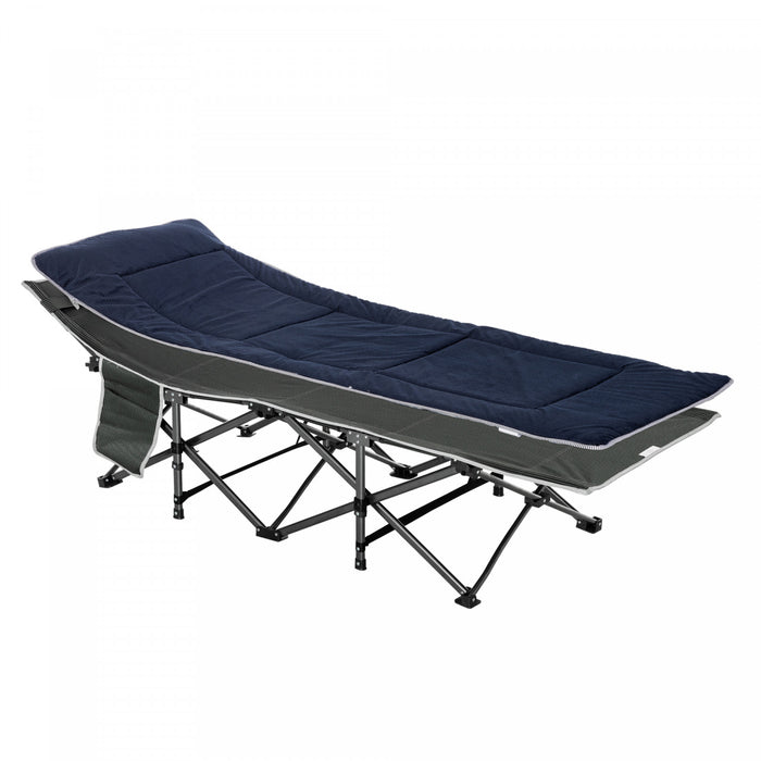 Outsunny Lit De Camping Pliant Adultes Avec Matelas Et Oreiller, Gris/bleu