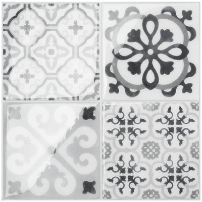 Smart Tiles Peel and Stick 4-Sheet 9 x 9 Backsplash - Vintage Bartoli|Dosseret Smart Tiles peler et coller 9 x 9, 4 feuilles - Vintage Bartoli