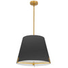 Luminaire suspendu Preston de Dainolite de 19 po de diamètre avec abat-jour en tissu noir, fini laiton vieilli et 4 ampoules