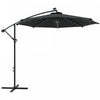 Outsunny Parasol Deporte Exterieur De 10pi Avec Eclairage Solaire, Noir