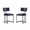 Chaise laterale contemporaine moderne Juno en cuir vegetalien et metal noir - Lot de 2