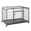 Pawhut Cage Pliable Pour Chiens De Taille Xl Avec Double Porte, Roues Verrouillables, Panneau De Separation 49\" X 30\" X 32\"
