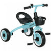 Qaba Tricycle Pour Enfants Filles Et Garcons De 2 A 5 Ans, Velo Pour Tout-petits Avec Siege Reglable, Panier, Cloche, Bleu