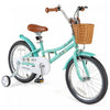Costway 18\" Velo Pour Enfants Avec Guidon Reglable En Hauteur Siege Panier Cloche Roues D'entrainement Vert