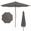 Parasol de marche en bois Costway 10 pieds avec poulie et 8 baleines en bambou, tissu d'ombrage gris