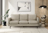 Sofa Rembourre, 76\"L, Tissu Beige, Pieds En Metal Noir, Contemporain, Moderne