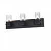 Lumière de coiffeuse Veronica de Dainolite en verre transparent, avec fini noir mat et 3 ampoules