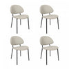 Chaise laterale contemporaine moderne en cuir vegetalien et metal Haven, gris pierre - Lot de 4