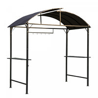 Outsunny 8x4pi Bbq Gazebo Tente Cadre En Metal Grill Auvent Jardin Parasol Portable Abri Arriere Cou
