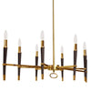 Lustre horizontal Langford de Dainolite avec abat-jour noir, fini bronze rétro et 8 ampoules