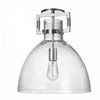 Plafonnier semi-affleuré Liberty de Dainolite en verre transparent, avec fini chromé poli et 1 ampoule incandescente