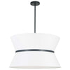 Luminaire suspendu Caterine de Dainolite de 24 po de diamètre, avec abat-jour blanc, anneau noir, fini noir mat et 4 ampoules