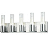 Lumière de coiffeuse Tube de Dainolite en verre cannelé transparent, avec fini chromé poli et 5 ampoules