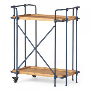 Desserte Daniel En Bois Et Metal Avec Rangement Mobile A 2 Niveaux, Noir Antique