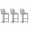 Tabouret de bar moderne en metal et tissu Serena, gris clair - Lot de 3