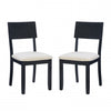 Chaise de salle à manger Jorissen en tissu d’apparence lin anthracite foncé - ensemble de 2