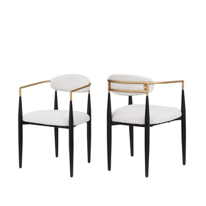 Ensemble De 2 Chaises De Salle A Manger Mila Avec Revêtement En Tissu Et Structure En Metal - Blanc Et Noir