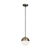 Luminaire suspendu Dayanade Dainolite en verre blanc, avec fini laiton antique et 1 ampoule
