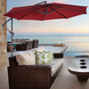 Costway Parasol suspendu 10' pour patio, ombre solaire decalee avec base T Croix Marche Bourgogne