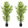 HOMCOM Arbre artificiel en bambou 5' , Plante artificielle en pot, Lot de 2