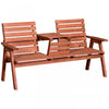 Banc D'exterieur 3 Places Outsunny Avec Table Milieu Convertible Orange