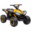 Aosom Quad Pour Enfants 12 V Avec Fonction Avant Et Arriere, Quatre Roues Pour Enfants Avec Roues Resistantes A L'usure, Musique, Vtt Electrique, 3 Ans Et Plus, Jaune
