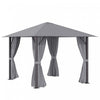 Outsunny 10' X 10' Tonnelle Pavillon Jardin Patio Terrasse Gazebo Exterieur Avec Parois Laterales Cheminee D'aeration Cadre Aluminium Acier Polyester Gris