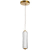 Luminaire suspendu Ramona de Dainolite en verre cannelé transparent, avec fini laiton vieilli et ampoule à DEL de 10 W