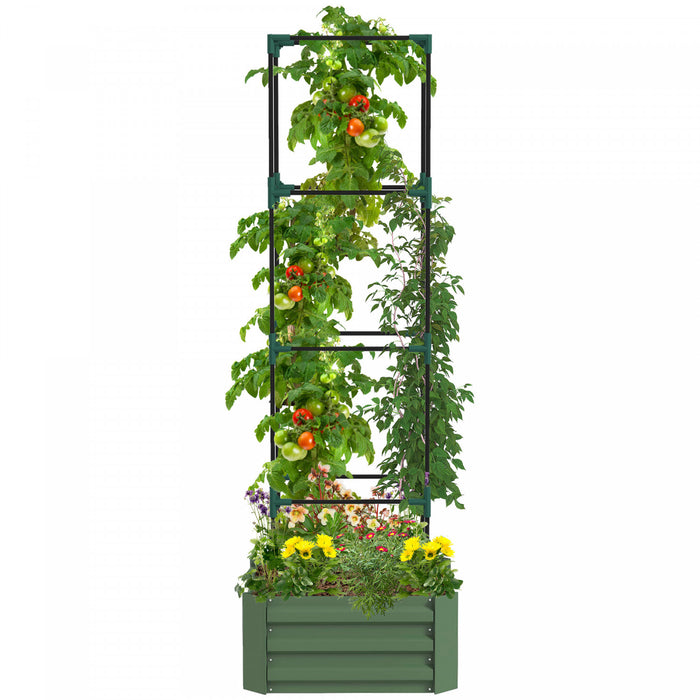 Outsunny Lit De Jardin Sureleve Galvanise Avec 4-tier Treillis Tomate