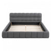Lit plateforme rembourre Jessica avec tissu en lin confortable et cadre robuste, taille Queen, gris