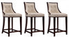 Tabouret de comptoir traditionnel en bois avec assise rembourree creme Fifth Avenue - Lot de 3