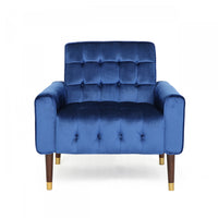 Henley Fauteuil D’appoint Moderne Avec Dossier Capitonne, Revetement En Polyester, Bleu