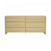 Commode moderne Linda 72\" en chene naturel (6 tiroirs)