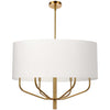 Luminaire suspendu Eleanor de Dainolite avec abat-jour blanc, fini laiton vieilli et 6 ampoules