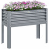 Outsunny Lit De Jardin Sureleve , Jardiniere Surelevee Galvanisee, Argente