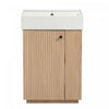 Coiffe de salle de bain moderne Serena de 21,6 pouces avec lavabo en ceramique et rangement polyvalent, brun