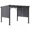 Outsunny Auvent De Pergola Retractable 10' X 10' Pour Jardin, Gris