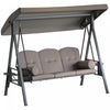 Outsunny 3 Places Heavy Duty Swing Chair Outdoor Lounge Hamac Coussin Siege Avec Auvent Inclinable,marron