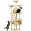Pawhut 71 Pouces A Gratter Arbre A Chat Kitty Condo Centre D'activites De Jeu A Plusieurs Niveaux Avec Jouets Beige