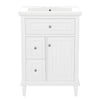 Vivo Meuble-Lavabo Simple 24 po avec Tiroir Bascule et Pieds en Bois Massif, Blanc