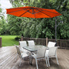 Costway Parasol suspendu 10' FT pour patio, ombre solaire decalee exterieur Marche base Croix Orange