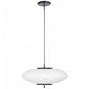 Luminaire suspendu Maddie de Dainolite en verre blanc opale, avec fini noir mat et ampoule à DEL de 20 W