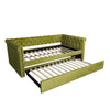 La Sophia Daybed avec design capitonne, revetement en tissu, lit d'appoint avec trundle et dossier confortable, couleur verte