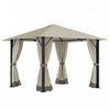 Outsunny 10' X 10' Tonnelle Pavillon Jardin Patio Terrasse Gazebo Exterieur Avec Parois Laterales Cheminee D'aeration Cadre Aluminium Acier Polyester Kaki