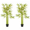 Outsunny Lot de 2 Bambous Artificiels 4', Plantes Vertes Decoratives en Pot